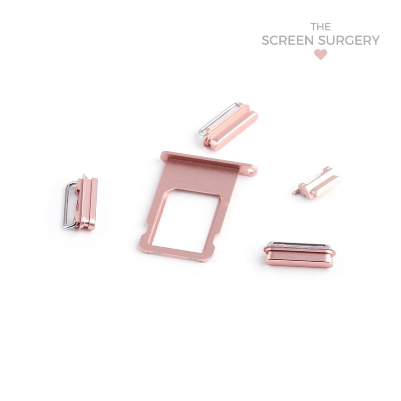 Iphone 6S(Volume Power & Mute Button) Side Button Set - Rose Gold ( Metal Buttons) (Apple)