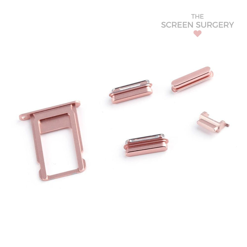 Iphone 6S(Volume Power & Mute Button) Side Button Set - Rose Gold ( Metal Buttons) (Apple)