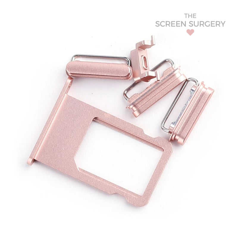 Iphone 6S(Volume Power & Mute Button) Side Button Set - Rose Gold ( Metal Buttons) (Apple)