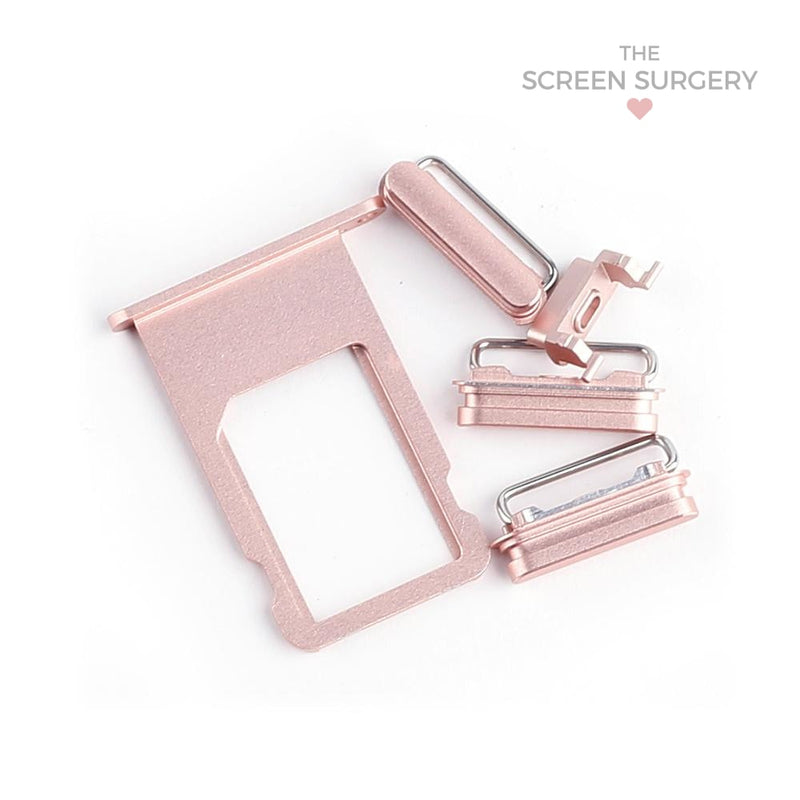 Iphone 6S(Volume Power & Mute Button) Side Button Set - Rose Gold ( Metal Buttons) (Apple)