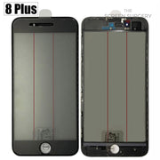 Iphone 8 Plus - 4 In 1 Front Glass And Small Parts Black