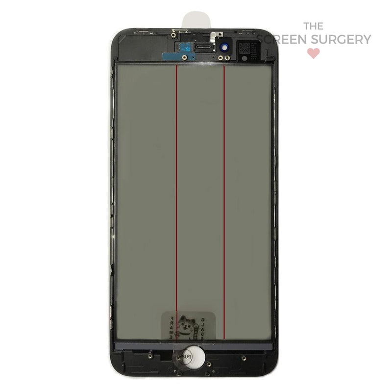 Iphone 8 Plus - 4 In 1 Front Glass And Small Parts Black