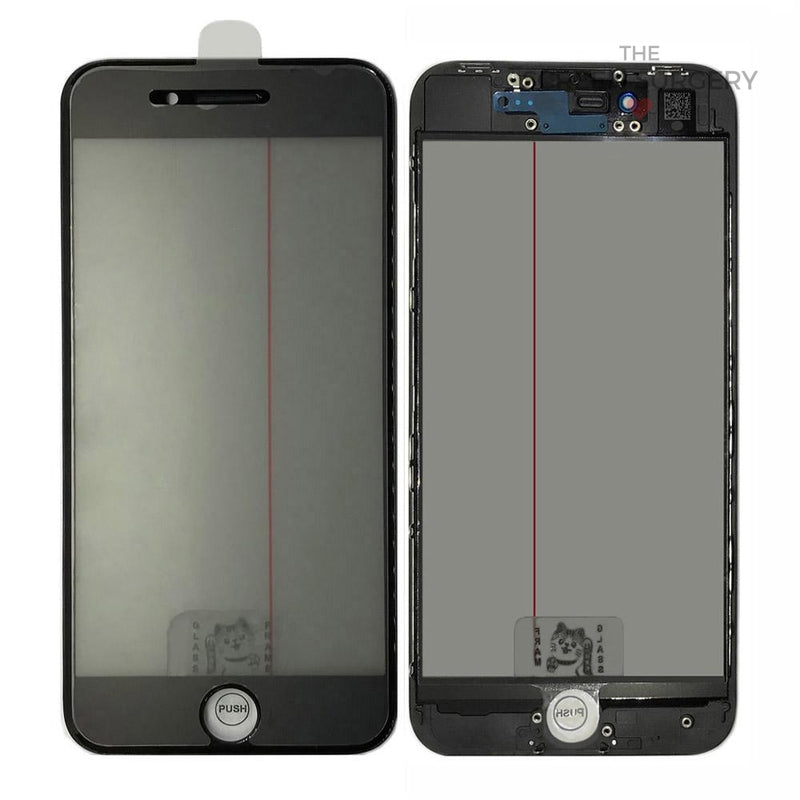 Iphone 8G - 4 In 1 Front Glass And Small Parts Black