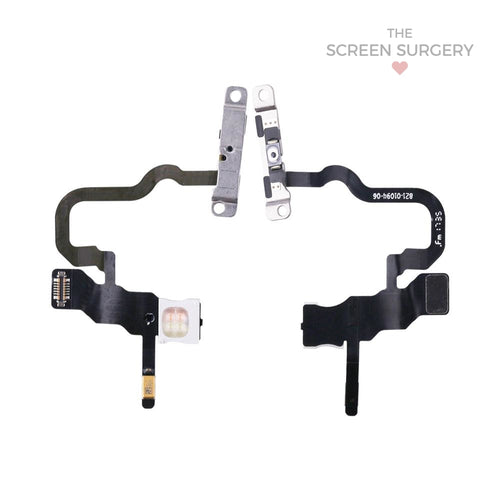 For iPhone X Brand New and Full - Platinum Power Button Flex Cable with Metal Bracket - Platinum
