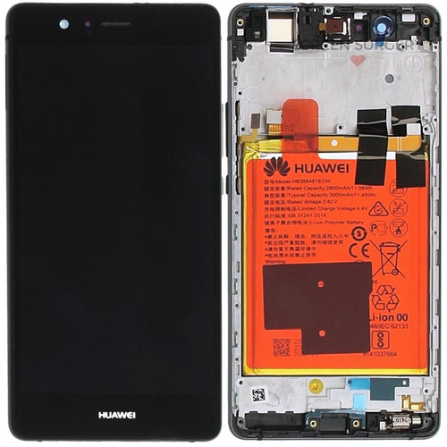 LCD Touchscreen With Front Cover, Speaker, Light Sensor, Battery, Vibra Motor - Black, Huawei P9 Lite