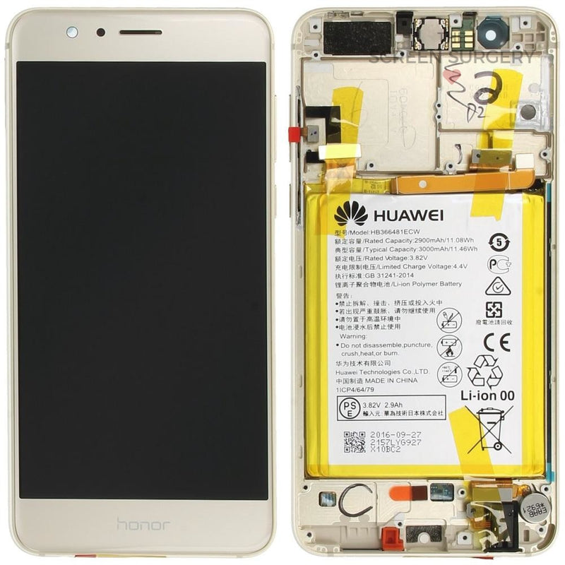 Lcd Touchscreen With Front Cover Speaker Light Sensor Battery Vibra Motor - Gold Huawei Honor 8