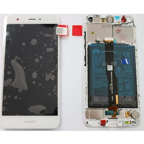 LCD Touchscreen With Front Cover, Speaker, Light Sensor, Battery, Vibra Motor - White, Huawei Nova